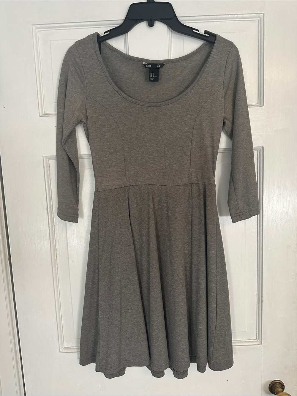 H&M Gray Scoop-Neck Fit-and-Flare Dress